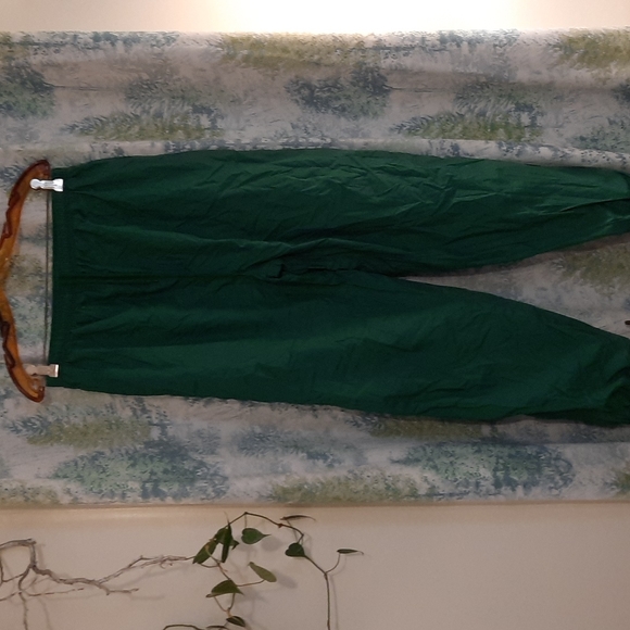 Green 1990's y2k windbreaker jogging pants zipper on ankle pockets sz L - Picture 2 of 7